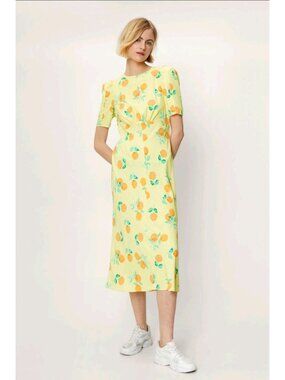 NASTY GAL Orange Print Slip Midi Dress Sz US 14 / UK 16 NEW